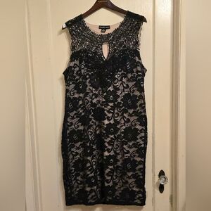 Black Lace Cocktail Dress Candalite Women Keyhole Midi